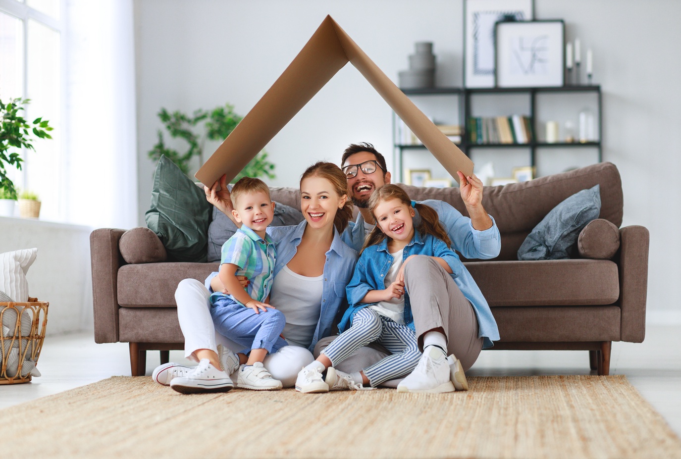 A family having a good bonding moment while enjoying the indoors.