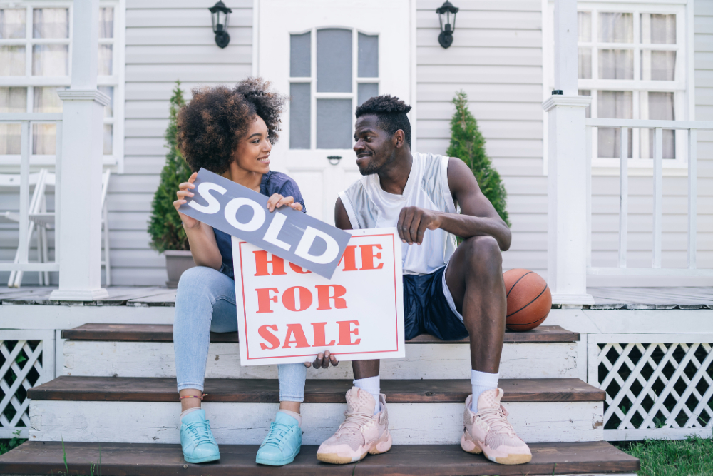 Young couple buying a new house