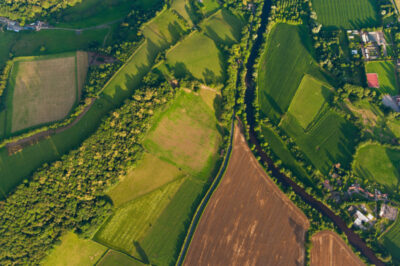 Aerial view of a farm