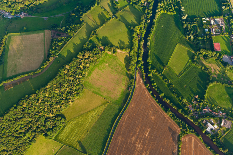 Aerial view of a farm