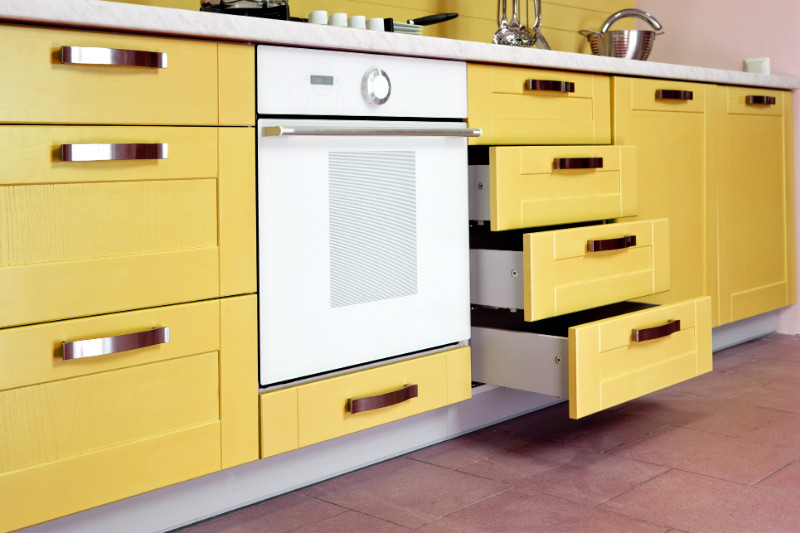 Yellow kitchen cabinet